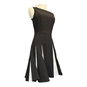 🖤🤍 NWT WHITE HOUSE BLACK MARKET Black & White Fit N Flare Godet Dress | Sz 0